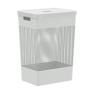 Cesto de Roupas Grid com Tampa 49 Litros - Branco
