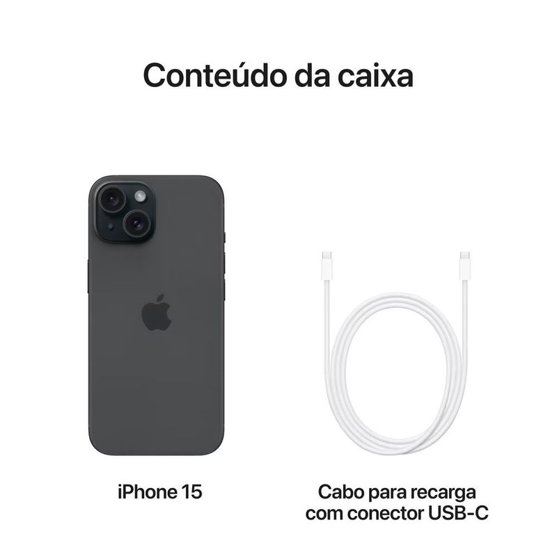 Apple iPhone 15 de 128GB - Preto Apple iPhone 15 de 128GB - Preto