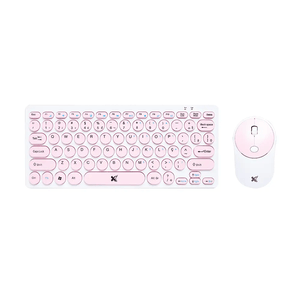 Kit Mouse e Teclado 2.4G Sem Fio Maxprint Freestyle V2 - Branco e Rosa