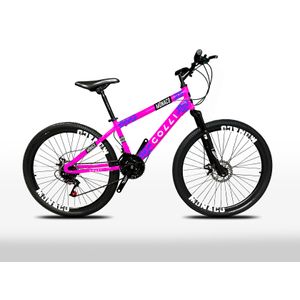 Bicicleta Colli Mônaco Aço Aro 26 21 Marchas com Freio a Disco - Rosa/Neon