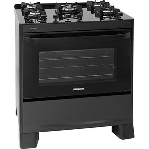 Fogão Suggar Max Glass 5 Queimadores com Mesa de Vidro Bivolt Preto - FGVMG510PT