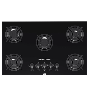 Cooktop Brastemp 5 Bocas com Grades Piatina e Acendimento Automático Bivolt Preto - BDD75AE