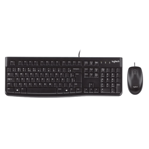 Teclado e Mouse Logitech Resistente à Água 1000DPI ABNT2 Preto - MK120