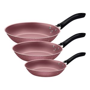 Jogo de Frigideiras Tramontina Linz em Alumínio com Revestimento Interno e Externo Antiaderente Starflon Max Rosa - 03 Peças