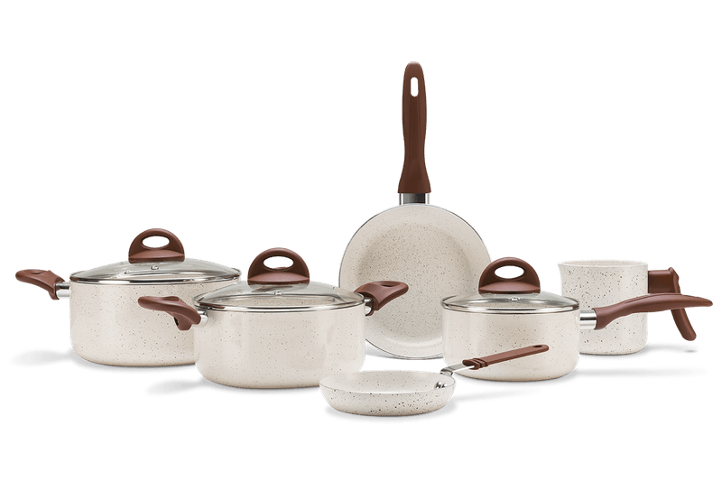 Conjunto de Panelas Brinox Ceramic Life Smart Plus Vanilla - 6 Peças