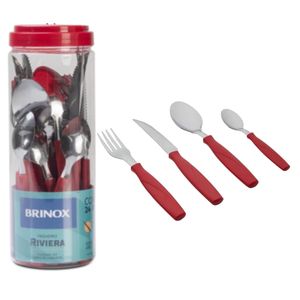 Faqueiro Riviera Brinox Vermelho - 24 Peças