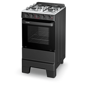 Fogão Esmaltec Ideal Pop 4 Queimadores com Mesa de Aço Inox Preto - F4ISP