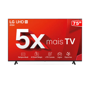 Smart Tv LG 75" 4K UHD com Alpha 5 AI, HDMI, HDR10 Pro, Usb e Wi-Fi - 75UT8050