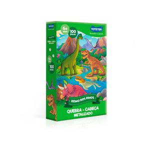 Quebra-cabeça Toyster Reino do Dinos Metalizado - 100 peças