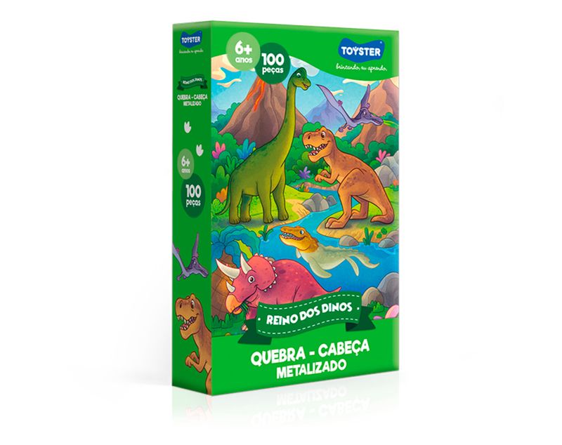 quebra-cabeca-toyster-reino-do-dinos-metalizado-100-pecas