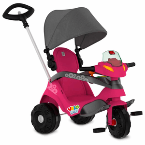 Velobaby Reclinável Bandeirante com Capota Passeio e Pedal - Rosa