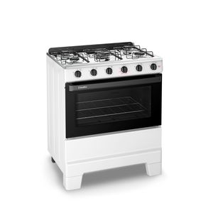 Fogão Esmaltec Ideal Pop 5 Queimadores com Mesa de Aço Inox Branco - F5ISB