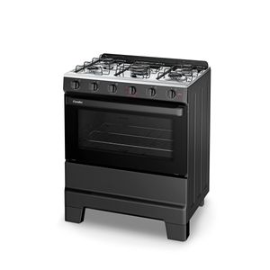 Fogão Esmaltec Ideal Pop 5 Queimadores com Mesa de Aço Inox Preto - F5ISP