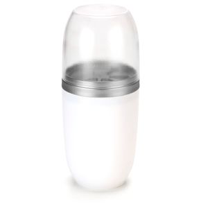 Porta Escova/Creme Dental Arthi com Tampa - Branco/Cromo Fosco