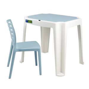 Conjunto Infantil de Mesa e Cadeira Tramontina Beni em Polipropileno com Quadro de Atividades - Azul