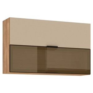 Armário Aéreo Kits Paraná Viv Aluminum Com Vidro - Freijó/Vanilla