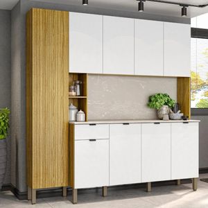 Cozinha Compacta kits Paraná Pulse - Freijó/Ártico/Riscato