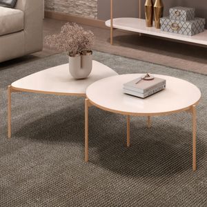 Conjunto de Mesa de Centro DJ Móveis Isa e Bela - Off White