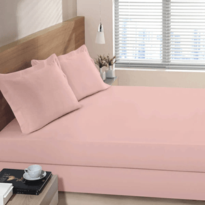 Lençol Buettner King com Elástico Casual Rosa - 150 Fios
