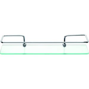 Prateleira Atlas Vidro Haste Metal Polido - 40 x 10cm