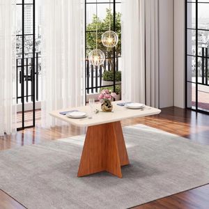 Mesa  de Jantar Dj Móveis Siena com Tampo de Vidro
