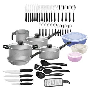 Kit Cozinha Tramontina Antiaderentes em Alumínio - 47 peças
