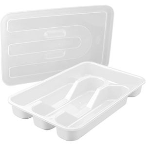 Porta-Talher Usual com Tampa 4 Divisórias - Branco