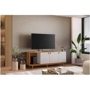 Bancada Notável Nt1380 para TV de até 50" - Off White/Freijó