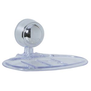 Saboneteira Astra Plástica Cristal Cromado - 14 x 9 x 6cm