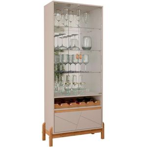 Cristaleira Casa D Bari com Adega - Off White/Cedro