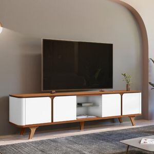 Rack Casa D Roma TV de Até 60" com 4 Portas - Cedro/Branco