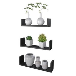 Prateleira Dicarlo Estilo com Aba Preto - 3 Peças