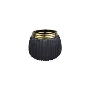 Vaso de Cerâmica Btc Decorativos Preto/Dourado - 18,2 x 13cm