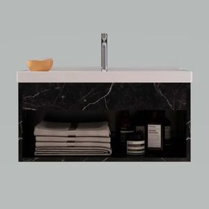 Gabinete para Banheiro Cerocha Beta - Marmorizado Preto