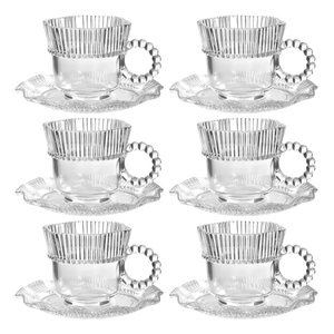 Conjunto Wincy de Xícaras com Pires Linx Vidro - 12 Peças